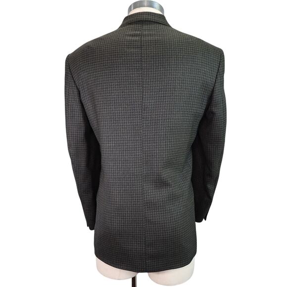 Joseph and Feiss Sport Coat Mens 42R Brown Wool Houndstooth Jacket Ventless - Picture 2 of 12